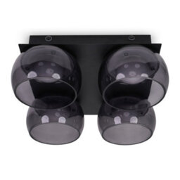 Valuelights Alissa Matte Black Ip44 4 Way Smoked Glass Integrated Led Ceiling Light