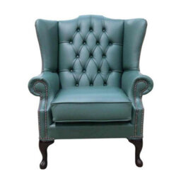 Chesterfield Handmade Bloomsbury Flat High Back Wing Chair Jade Green Leather - thumbnail 2