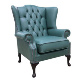 Chesterfield Handmade Bloomsbury Flat High Back Wing Chair Jade Green Leather