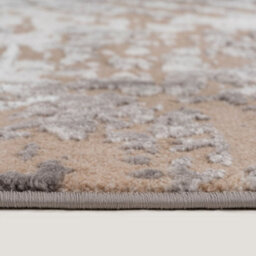 Loomed Neutral Beige Distressed Abstract Metallic Geometric Living Runner Rug 70X240Cm - thumbnail 2