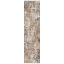 Loomed Neutral Beige Distressed Abstract Metallic Geometric Living Runner Rug 70X240Cm - thumbnail 6