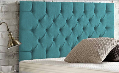 "Slumbre Chesterfield Chenille 4Ft Small Double 24"" Headboard - Teal"