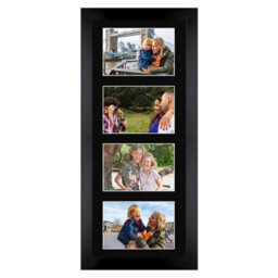 AK Frames 50X20Cm Matte Black Modern Multi Photo Frame With Black Mount - Holds 4 Apertures (4X) 6X4 Photos - thumbnail 1