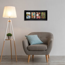 AK Frames 50X20Cm Matte Black Modern Multi Photo Frame With Black Mount - Holds 4 Apertures (4X) 6X4 Photos - thumbnail 3