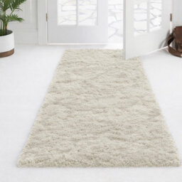Aspire Homeware Non-Slip Cream Shaggy Rug Soft Fluffy Washable, Hallways And Entryways Runner, (L)220Cm X (W)60Cm - thumbnail 1