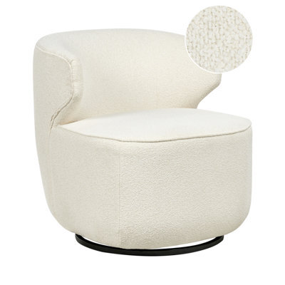 Beliani Swivel Armchair Molleby Boucle Off-White - image 1