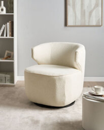 Beliani Swivel Armchair Molleby Boucle Off-White - thumbnail 2