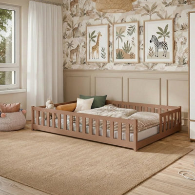 Arte Ivy Cinnamon 120 X 200Cm European Small Double Low Bed - Foam/bonnell Mattress Included - image 1