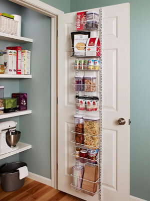 Adjustable 8 Tier Wall Mounted Shelving Rack Narrow White Metal Over The Door Storage Baskets By Closetmaid - image 1