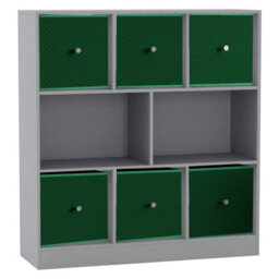 Urbn-Living Grey, Green - Asymmetrical 8 Cube Bookcase Unit W/ 6 Drawer Inserts - thumbnail 1