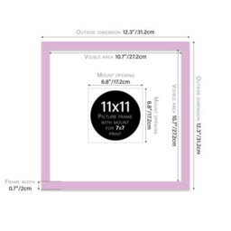 "11X11"" Lilac Picture Frame - 11X11"" Square Frame With 7X7"" Mount For 11X11""/7X7"" Pictures Vintage Style Photo Display, 1 Pack" - thumbnail 2