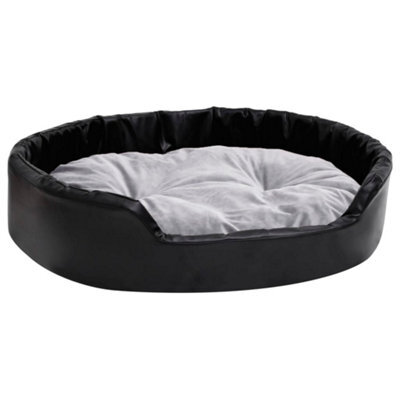 Berkfield Luxury Dog Bed Black And Grey 90X79X20 Cm Plush And Faux Leather - image 1