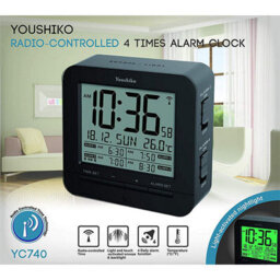 Youshiko Yc740 Digital Radio Controlled Alarm Clock With 4 Alarm Times & Automatic Backlight With Light Sensor - thumbnail 3