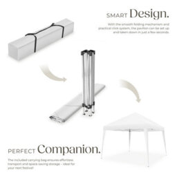 Tectake Gazebo Linosa - 3 X 3 M, Foldable, Water-Resistant, Uv Protection 300 X 300 X 255 Cm - White - thumbnail 4