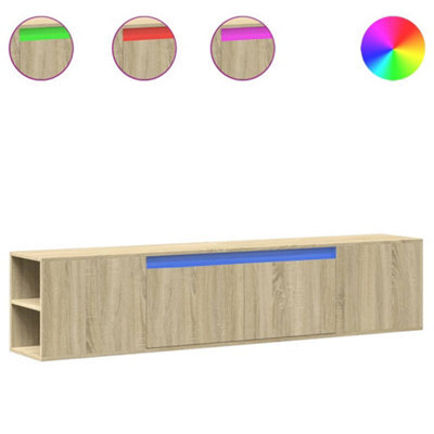 Berkfield Durable Tv Wall Cabinet With Led Sonoma Oak 180X31X39.5 Cm - image 1