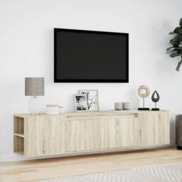 Berkfield Durable Tv Wall Cabinet With Led Sonoma Oak 180X31X39.5 Cm - thumbnail 4