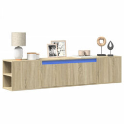 Berkfield Durable Tv Wall Cabinet With Led Sonoma Oak 180X31X39.5 Cm - thumbnail 2