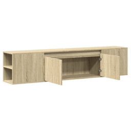 Berkfield Durable Tv Wall Cabinet With Led Sonoma Oak 180X31X39.5 Cm - thumbnail 9