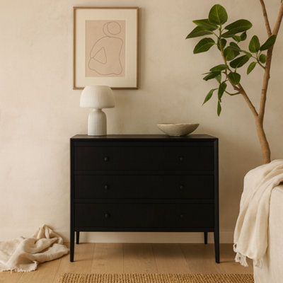 Wyld Haus Bilbao Black Wood Grain 3 Drawer Chest - image 1