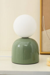 K Living Small Ceramic Table Lamp In Green With An Opaque Glass Head - thumbnail 2
