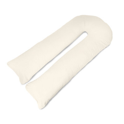 Big C U Shaped Maternity Pregnancy Full Body Support Pillow With Cream Cover - image 1