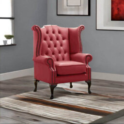 Chesterfield High Back Wing Chair Shelly West Leather Bespoke In Queen Anne Style - thumbnail 3