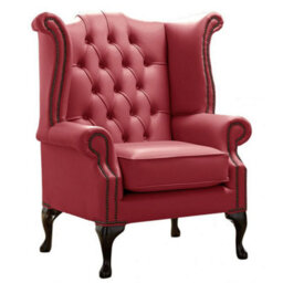 Chesterfield High Back Wing Chair Shelly West Leather Bespoke In Queen Anne Style - thumbnail 1
