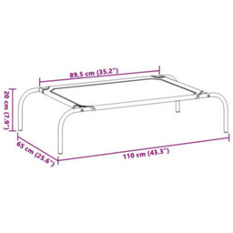 Vidaxl Elevated Dog Bed Grey 110X65X20 Cm Textilene And Steel - thumbnail 8