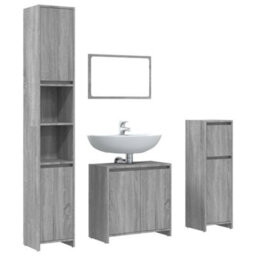 Berkfield Stylish 4 Piece Bathroom Furniture Set Grey Sonoma Engineered Wood