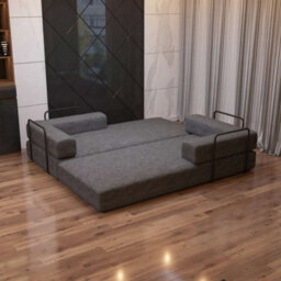 Sliding Wardrobes 4 u LTD Luxurious Larry Fabric Smart Convertible Sofa Bed - 3-Seater Sleeper With Metal Frame No Assembly Required (Grey,3Seater) - thumbnail 3