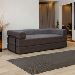 Sliding Wardrobes 4 u LTD Luxurious Larry Fabric Smart Convertible Sofa Bed - 3-Seater Sleeper With Metal Frame No Assembly Required (Grey,3Seater) - thumbnail 2