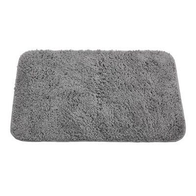 50 X 80Cm  Grey Anti Slip Bathroom Mat Ultra Absorbent Rectangle Carpet Soft Long Pile Rug - image 1