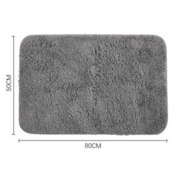 50 X 80Cm  Grey Anti Slip Bathroom Mat Ultra Absorbent Rectangle Carpet Soft Long Pile Rug - thumbnail 2