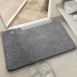 50 X 80Cm  Grey Anti Slip Bathroom Mat Ultra Absorbent Rectangle Carpet Soft Long Pile Rug - thumbnail 5
