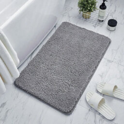 50 X 80Cm  Grey Anti Slip Bathroom Mat Ultra Absorbent Rectangle Carpet Soft Long Pile Rug - thumbnail 6