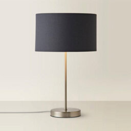 Valuelights Charles Brushed Chrome Table Lamp With Metallic & Charcoal Shade And Bulb - thumbnail 4