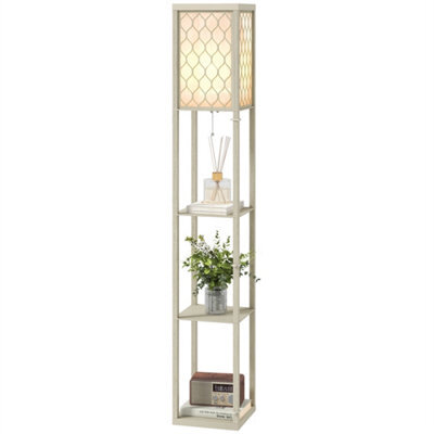 Oak Floor Lamp Standing Light With 3 Open Shelves For Living Room - image 1
