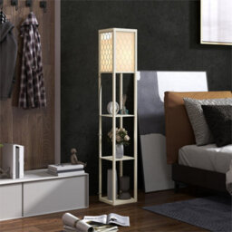 Oak Floor Lamp Standing Light With 3 Open Shelves For Living Room - thumbnail 5