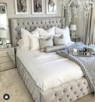 Stratus Interiors Kensington Wing Back Studded Bed Frame. - Doorstep Delivery Only No Assembly - King - No Storage Type - image 1