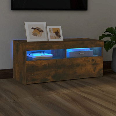 Walplus Tv Cabinet With Led Lights Smoked Oak 90X35X40 Cm - image 1