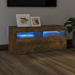 Walplus Tv Cabinet With Led Lights Smoked Oak 90X35X40 Cm - thumbnail 1