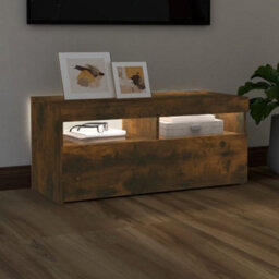 Walplus Tv Cabinet With Led Lights Smoked Oak 90X35X40 Cm - thumbnail 3