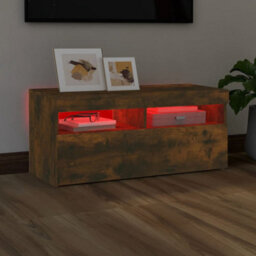 Walplus Tv Cabinet With Led Lights Smoked Oak 90X35X40 Cm - thumbnail 5