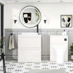 Royal Bathrooms Royal Bathroom Elmore 700mm Classic White Freestanding Bathroom Vanity Unit 2 Drawer Plain White Worktop With Qubix Basin - thumbnail 5