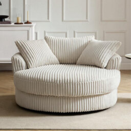 Home Detail Sky Swivel Loveseat, Cream Jumbo Teddy Cord - thumbnail 2