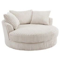 Home Detail Sky Swivel Loveseat, Cream Jumbo Teddy Cord - thumbnail 3