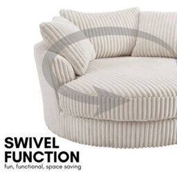 Home Detail Sky Swivel Loveseat, Cream Jumbo Teddy Cord - thumbnail 4