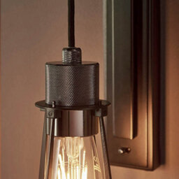 Loops Semi Flush Low Ceiling Pendant & 2X Matching Wall Lights - Matt Black Frame Smoked Grey Tinted Glass Shade - Dimmable Set - thumbnail 7
