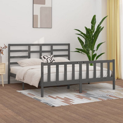 Berkfield Bed Frame Grey Solid Wood Pine 200X200 Cm - image 1