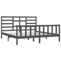 Berkfield Bed Frame Grey Solid Wood Pine 200X200 Cm - thumbnail 4